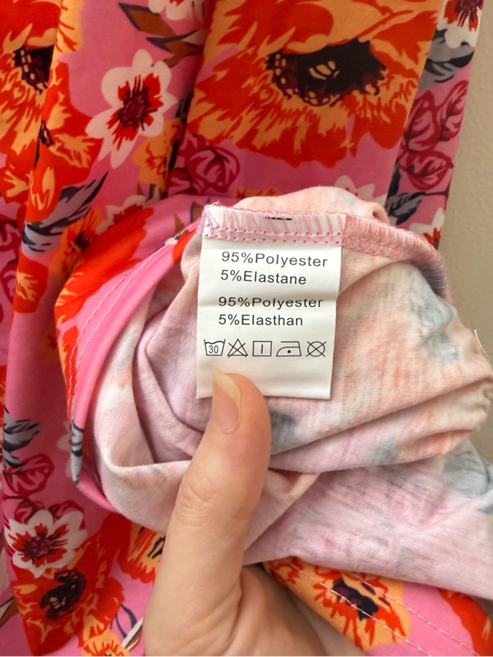 Grace Karin Pink Floral Maxi Dress with Orange Red Blooms - Picture 5 of 8